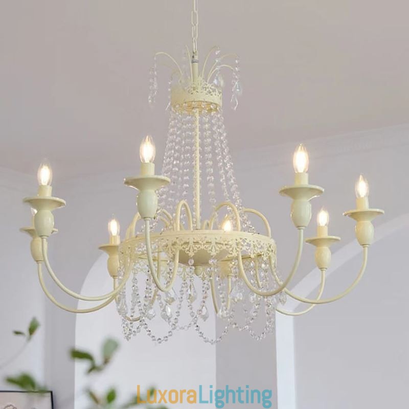 Designer Touch Decorative Nordic Crystal Chandelier Paint Craft Cream Ceiling Light