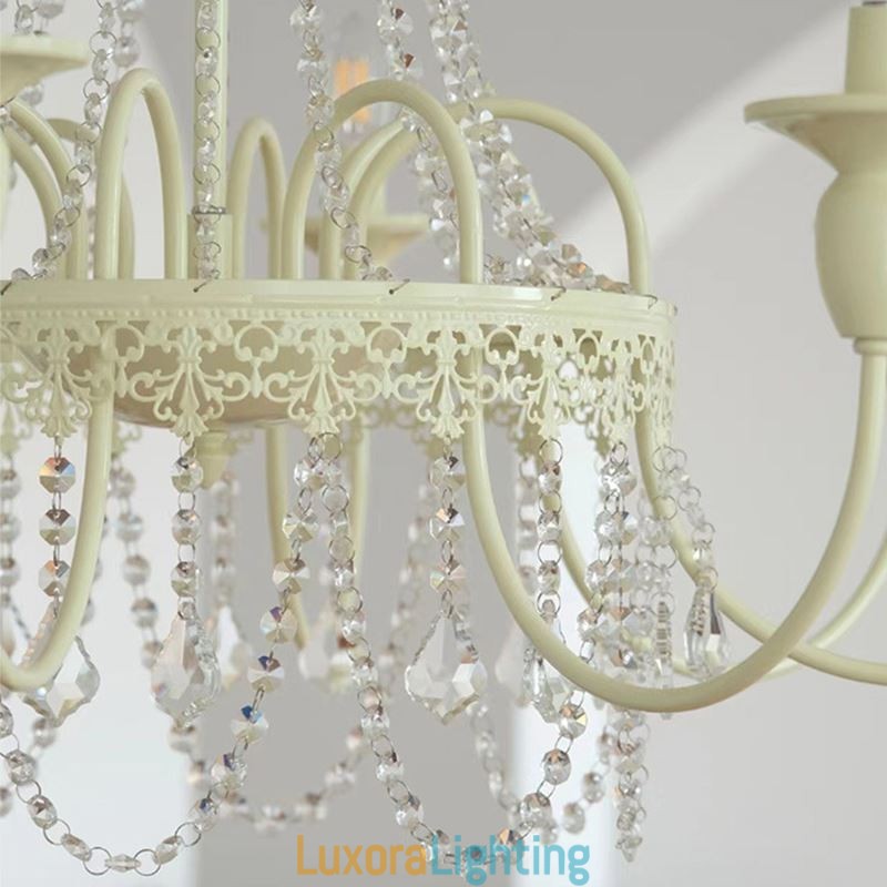 Designer Touch Decorative Nordic Crystal Chandelier Paint Craft Cream Ceiling Light