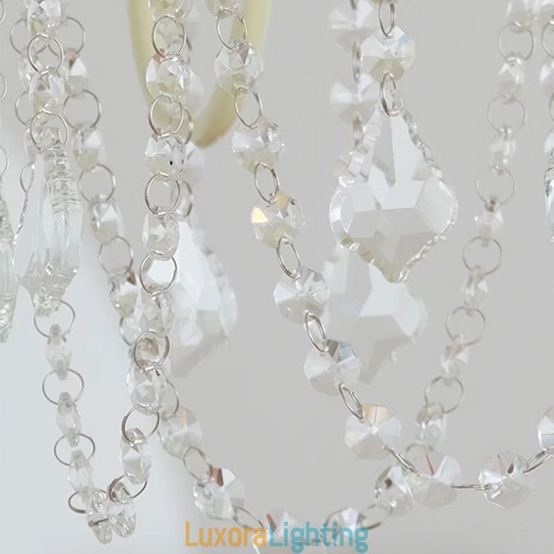 Designer Touch Decorative Nordic Crystal Chandelier Paint Craft Cream Ceiling Light