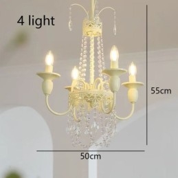 Designer Touch Decorative Nordic Crystal Chandelier Paint Craft Cream Ceiling Light
