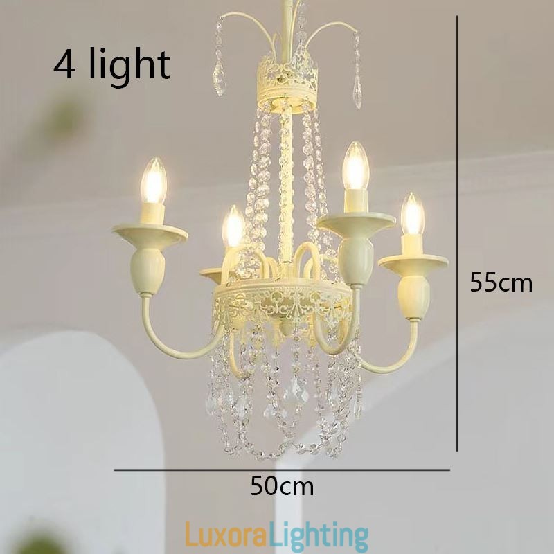 Designer Touch Decorative Nordic Crystal Chandelier Paint Craft Cream Ceiling Light