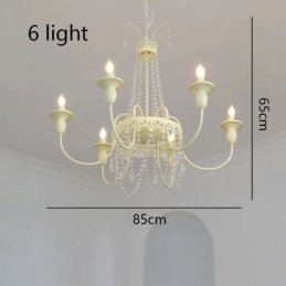 Designer Touch Decorative Nordic Crystal Chandelier Paint Craft Cream Ceiling Light