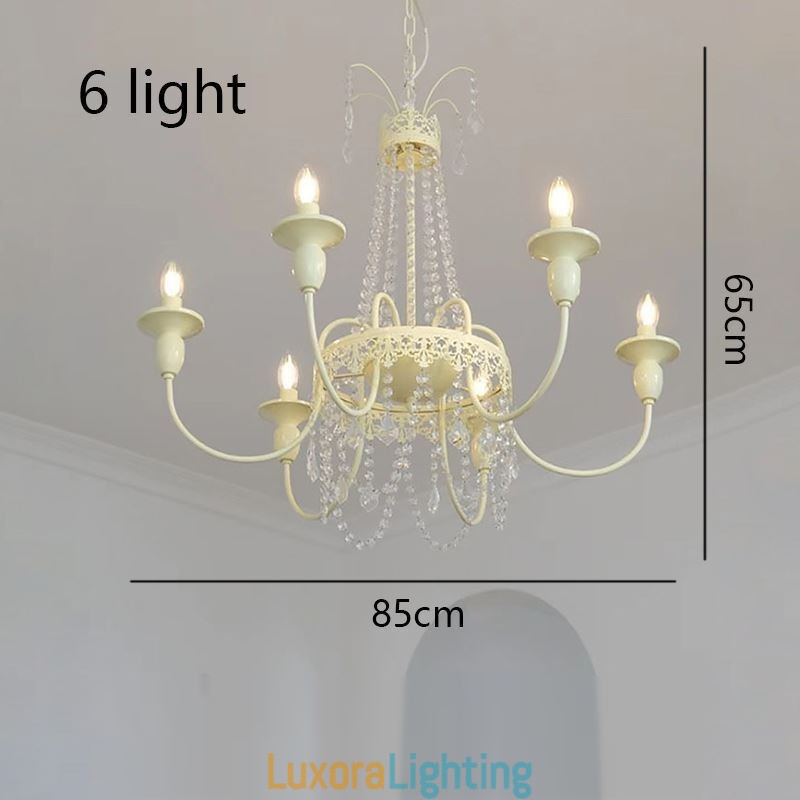 Designer Touch Decorative Nordic Crystal Chandelier Paint Craft Cream Ceiling Light