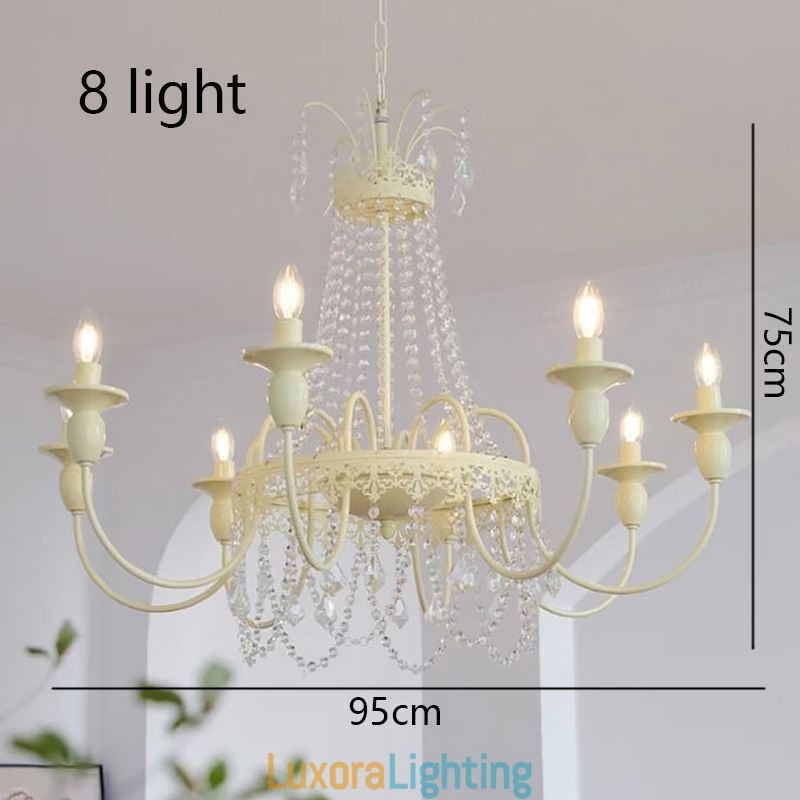 Designer Touch Decorative Nordic Crystal Chandelier Paint Craft Cream Ceiling Light