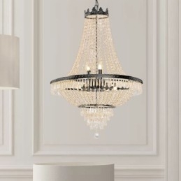 Designer Touch Decorative Classic Crystal Chandelier Black Empire Style Pendant Light 9 Lights