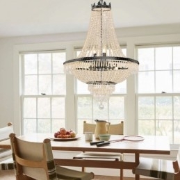 Designer Touch Decorative Classic Crystal Chandelier Black Empire Style Pendant Light 9 Lights