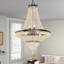Designer Touch Decorative Classic Crystal Chandelier Black Empire Style Pendant Light 9 Lights