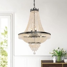 Designer Touch Decorative Classic Crystal Chandelier Black Empire Style Pendant Light 9 Lights
