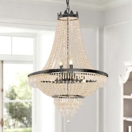 Designer Touch Decorative Classic Crystal Chandelier Black Empire Style Pendant Light 9 Lights