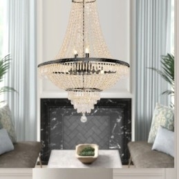 Designer Touch Decorative Classic Crystal Chandelier Black Empire Style Pendant Light 9 Lights