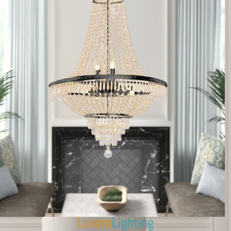 Designer Touch Decorative Classic Crystal Chandelier Black Empire Style Pendant Light 9 Lights