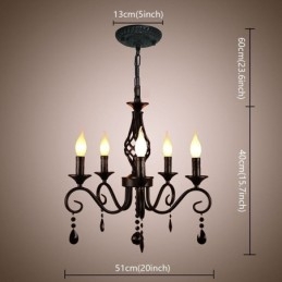 Designer Touch Decorative Rustic Wrought Iron Chandelier 5 Lights