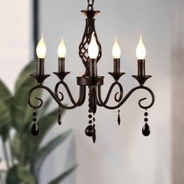 Designer Touch Decorative Rustic Wrought Iron Chandelier 5 Lights