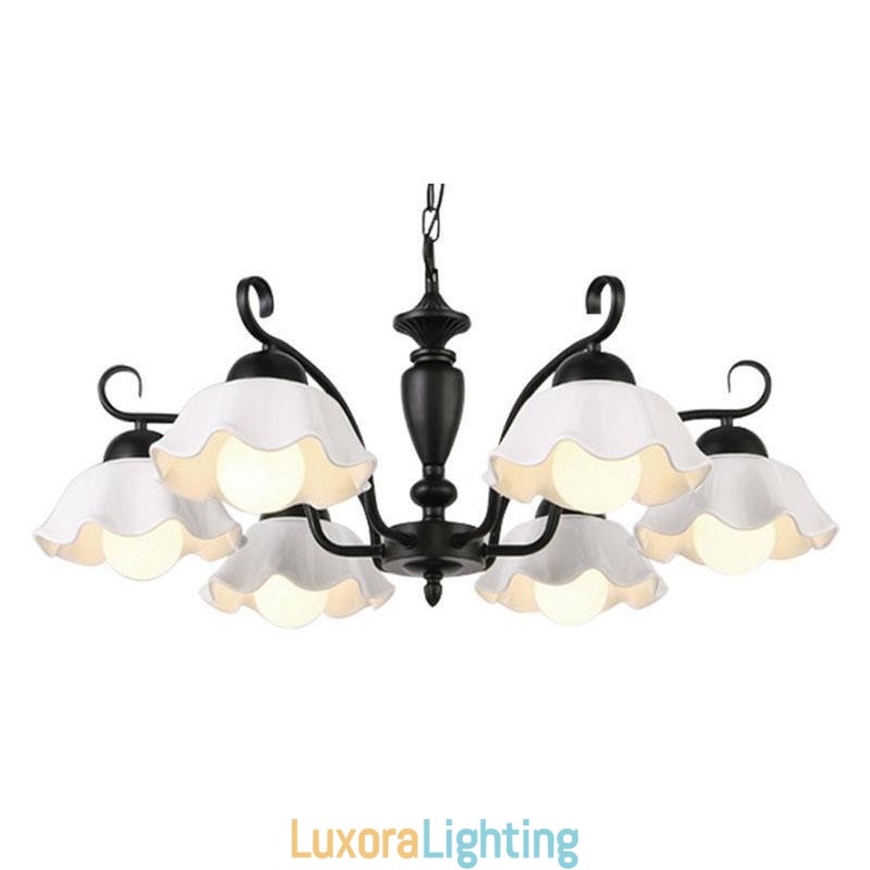 Designer Touch Decorative Nordic Iron Pendant Light Flower Shape Glass Lamp Shade Chandelier