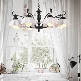 Designer Touch Decorative Nordic Iron Pendant Light Flower Shape Glass Lamp Shade Chandelier