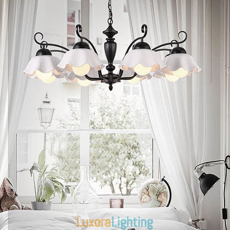 Designer Touch Decorative Nordic Iron Pendant Light Flower Shape Glass Lamp Shade Chandelier