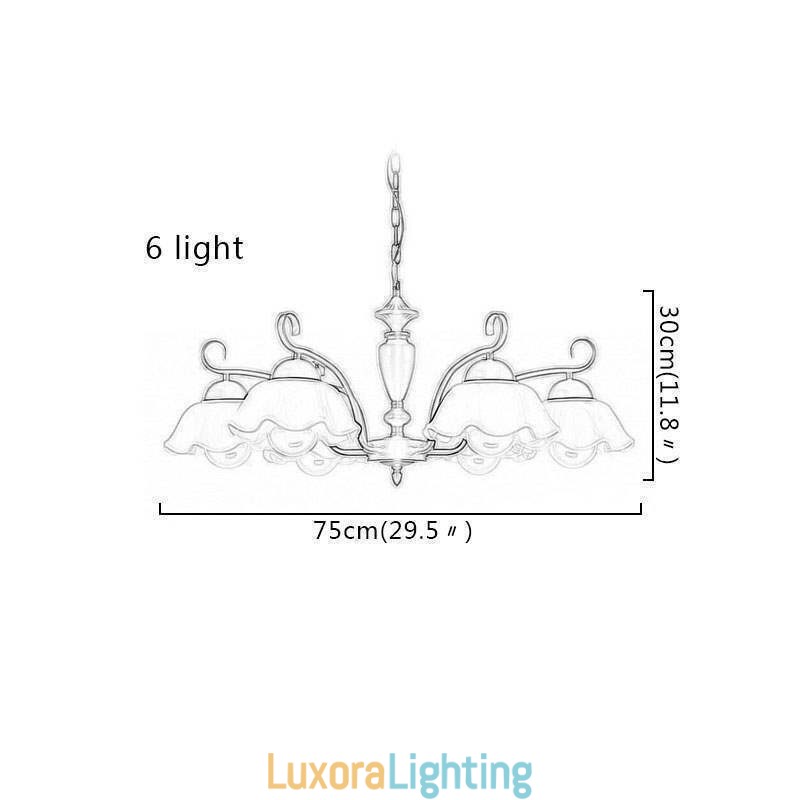 Designer Touch Decorative Nordic Iron Pendant Light Flower Shape Glass Lamp Shade Chandelier