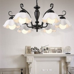 Designer Touch Decorative Nordic Iron Pendant Light Flower Shape Glass Lamp Shade Chandelier