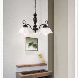 Designer Touch Decorative Nordic Iron Pendant Light Flower Shape Glass Lamp Shade Chandelier