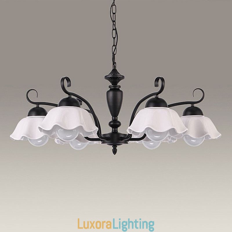 Designer Touch Decorative Nordic Iron Pendant Light Flower Shape Glass Lamp Shade Chandelier