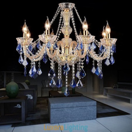 Designer Touch Decorative European Crystal Chandelier Luxury Pendant Light Blue Pendant