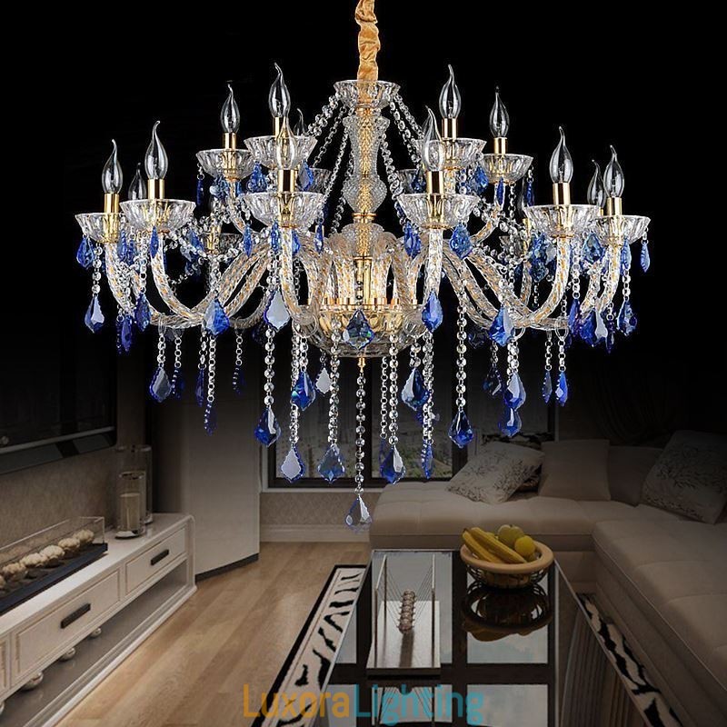 Designer Touch Decorative European Crystal Chandelier Luxury Pendant Light Blue Pendant