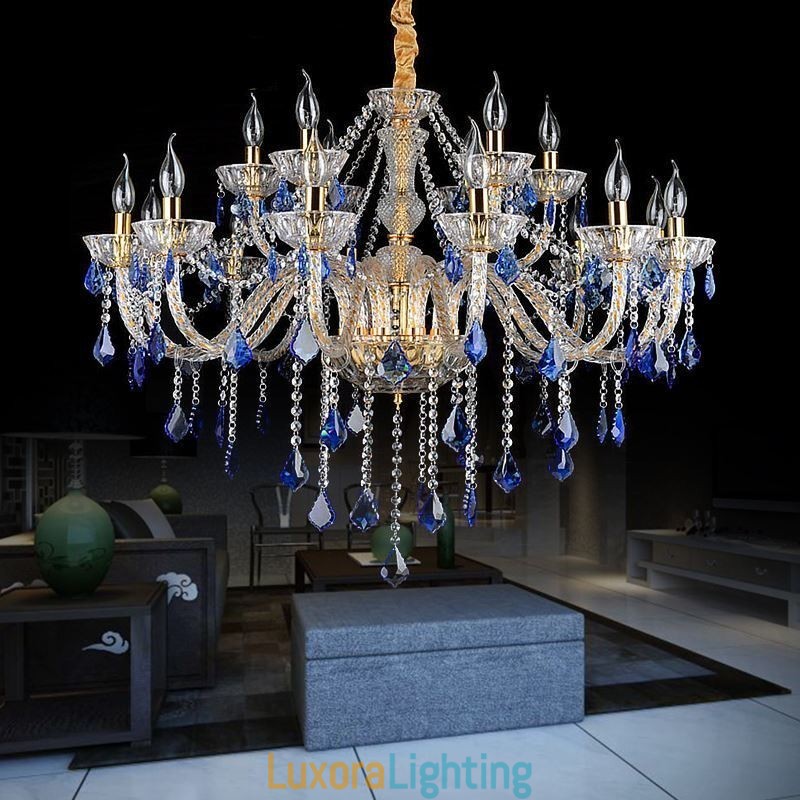 Designer Touch Decorative European Crystal Chandelier Luxury Pendant Light Blue Pendant