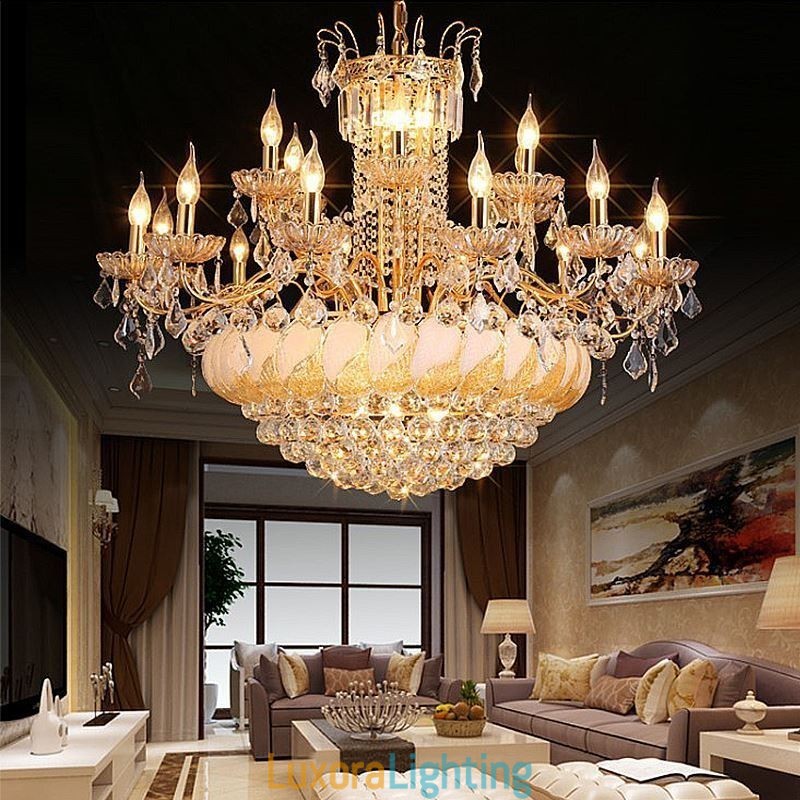 Designer Touch Decorative Large Luxury Crystal Chandelier European Gold Ceiling Light