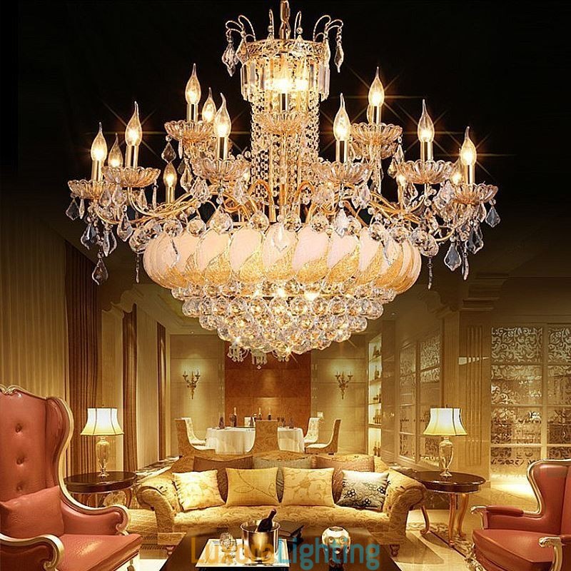 Designer Touch Decorative Large Luxury Crystal Chandelier European Gold Ceiling Light