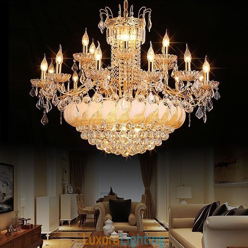 Designer Touch Decorative Large Luxury Crystal Chandelier European Gold Ceiling Light