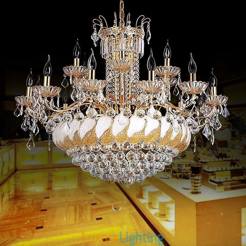 Designer Touch Decorative Large Luxury Crystal Chandelier European Gold Ceiling Light