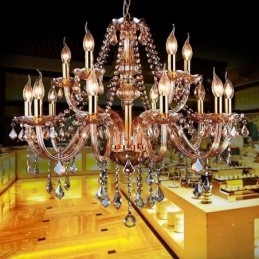 Designer Touch Decorative European Crystal Chandelier Elegant Large Pendant Light Amber