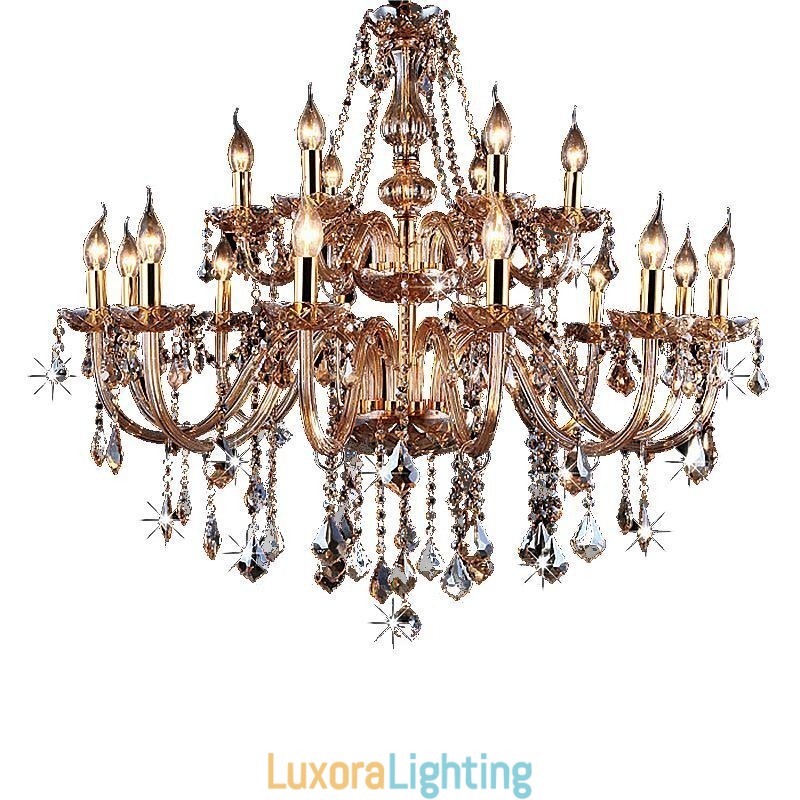 Designer Touch Decorative European Crystal Chandelier Elegant Large Pendant Light Amber