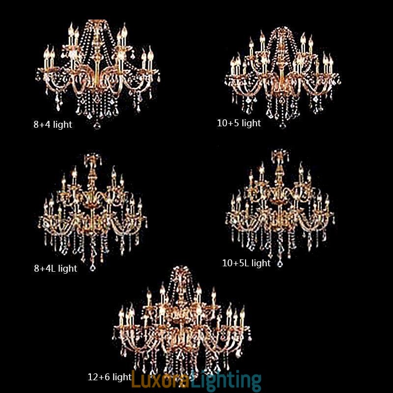 Designer Touch Decorative European Crystal Chandelier Elegant Large Pendant Light Amber
