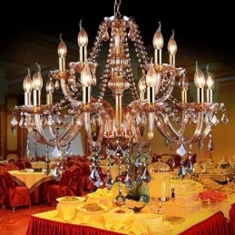 Designer Touch Decorative European Crystal Chandelier Elegant Large Pendant Light Amber