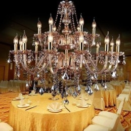 Designer Touch Decorative European Crystal Chandelier Elegant Large Pendant Light Amber