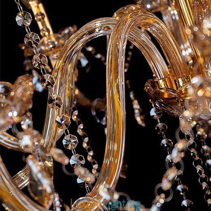 Designer Touch Decorative European Crystal Chandelier Elegant Large Pendant Light Amber