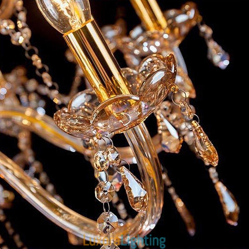 Designer Touch Decorative European Crystal Chandelier Elegant Large Pendant Light Amber