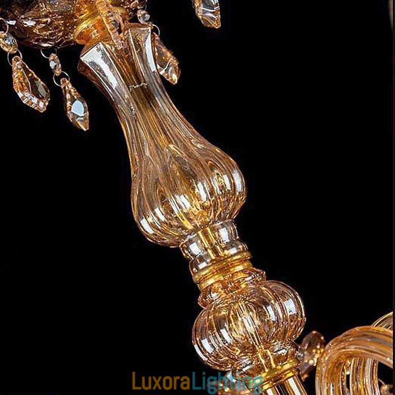 Designer Touch Decorative European Crystal Chandelier Elegant Large Pendant Light Amber