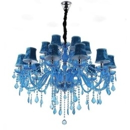 Designer Touch Decorative Large Crystal Chandelier European Pendant Light Blue Colour Esthetic