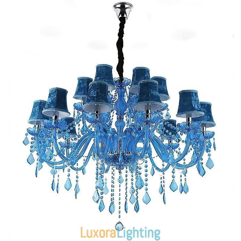 Designer Touch Decorative Large Crystal Chandelier European Pendant Light Blue Colour Esthetic