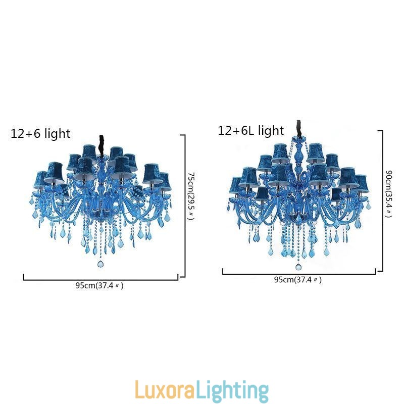 Designer Touch Decorative Large Crystal Chandelier European Pendant Light Blue Colour Esthetic