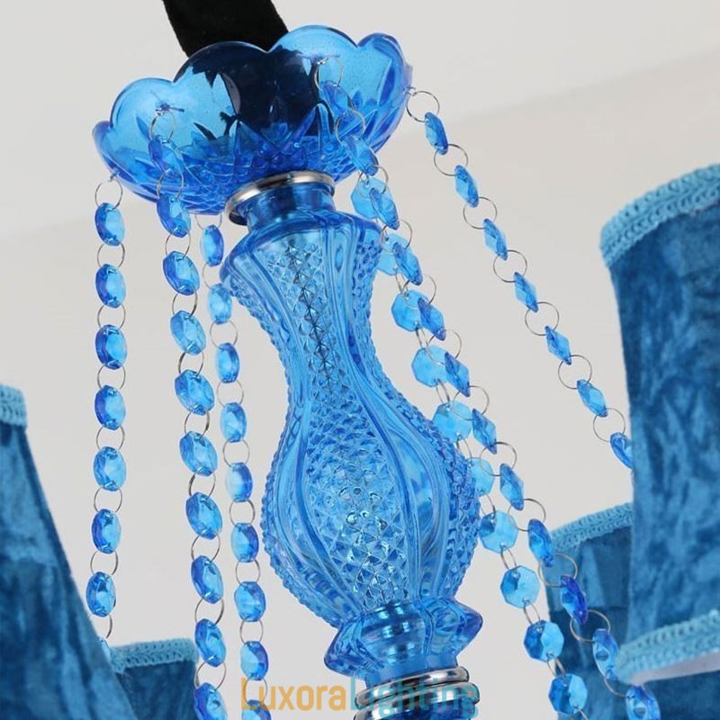 Designer Touch Decorative Large Crystal Chandelier European Pendant Light Blue Colour Esthetic