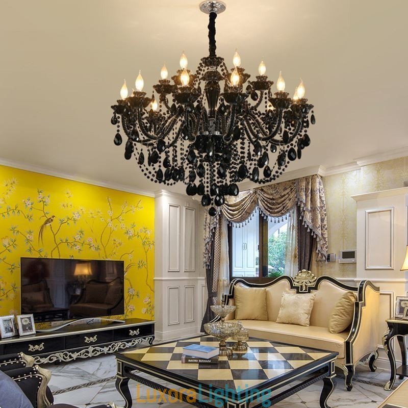 Designer Touch Decorative Luxury European Style Crystal Chandelier Black Pendant Light