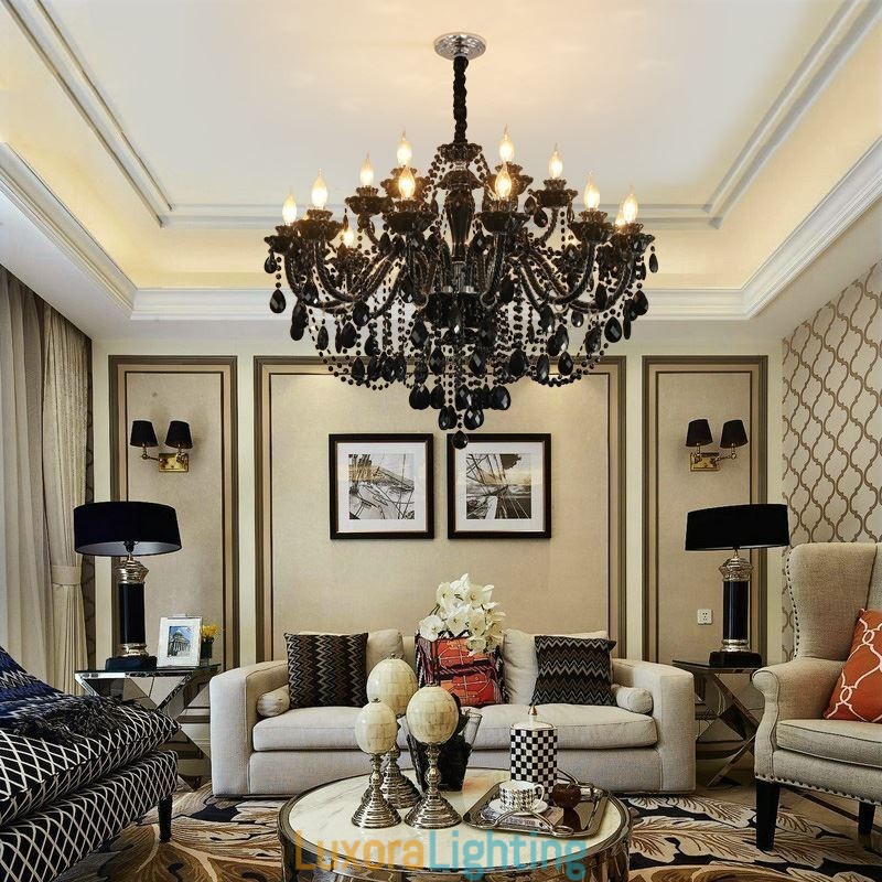 Designer Touch Decorative Luxury European Style Crystal Chandelier Black Pendant Light
