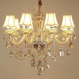 Designer Touch Decorative Crystal Chandelier Cognac Ceiling Light Luxury European