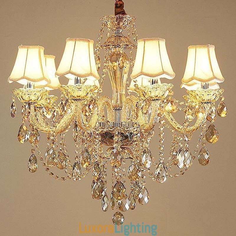 Designer Touch Decorative Crystal Chandelier Cognac Ceiling Light Luxury European