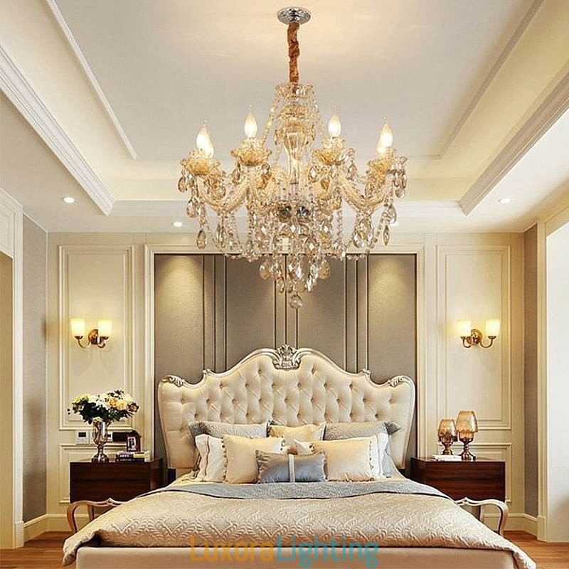 Designer Touch Decorative Crystal Chandelier Cognac Ceiling Light Luxury European