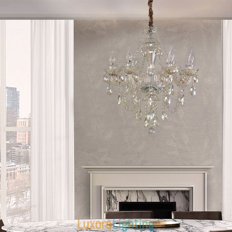 Designer Touch Decorative Crystal Chandelier Cognac Ceiling Light Luxury European