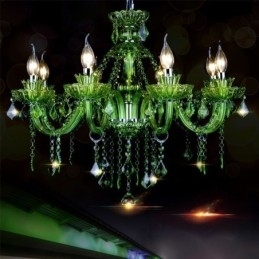 Designer Touch Decorative European Style Crystal Green Chandelier Candle Pendant Light